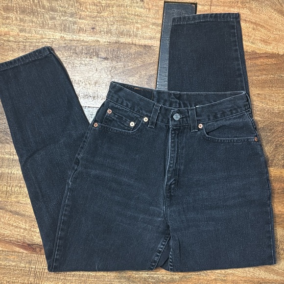 Levi’s 512 Slim Fit Tapered Black Denim Jeans Black Batwing vintage 2000 - Picture 1 of 9